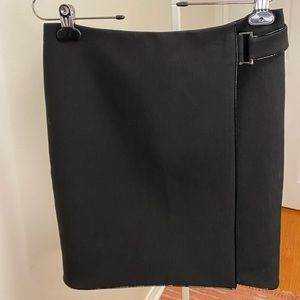 White House Black Market Faux Wrap Skirt with Leather Trim